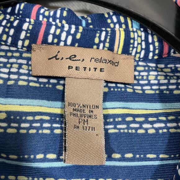 I.E. Relaxed Vintage Y2K Striped Button Up Shirt - Size Petite Medium PM - Crop - Picture 4 of 5